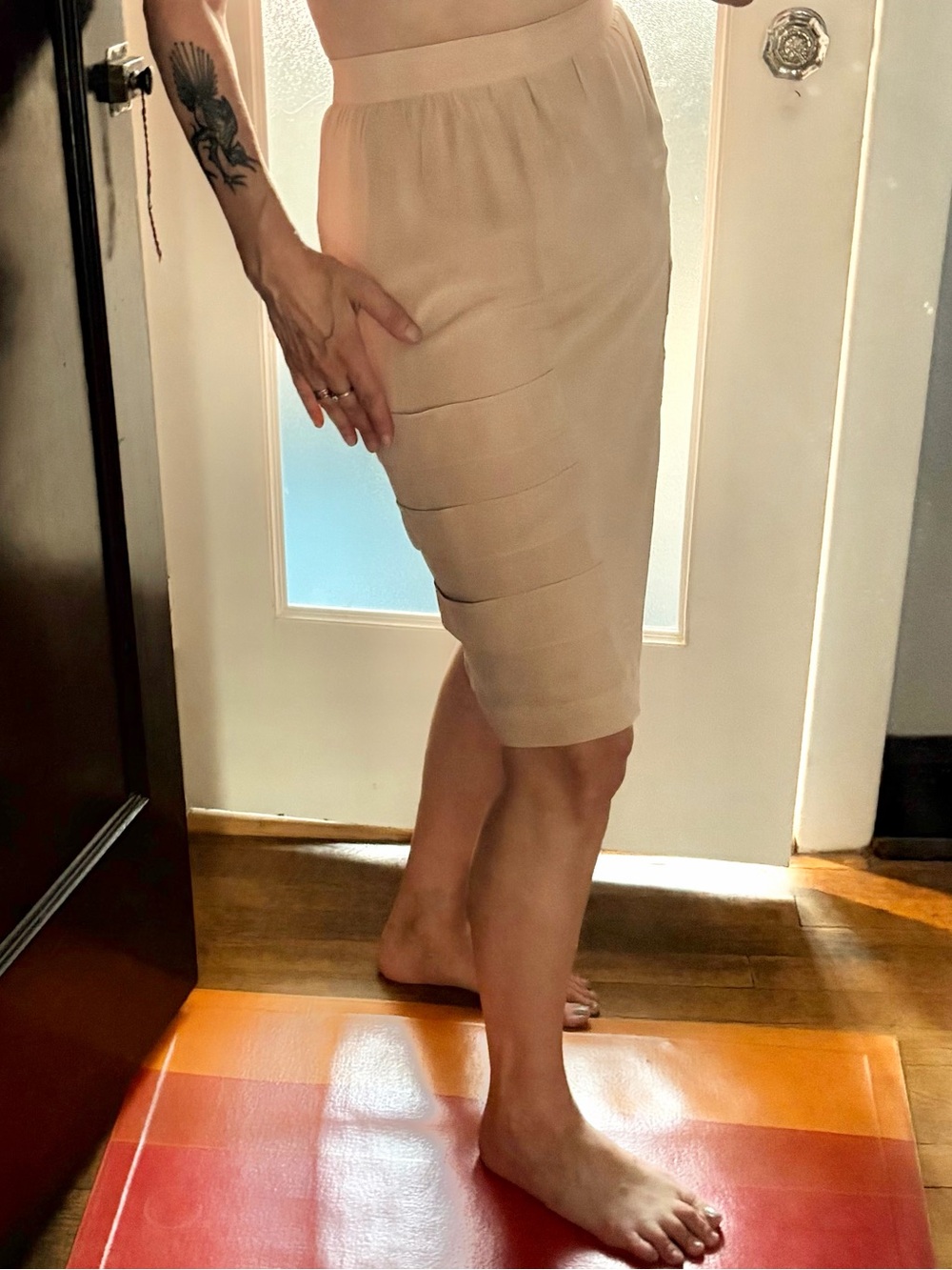 Palest nude pure silk skirt